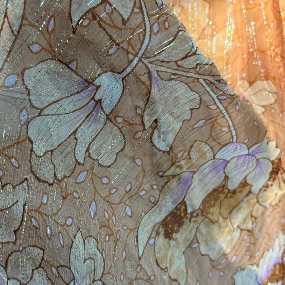 New Anthropologie BHLDN High-Neck A-Line Chiffon Floral Orange Brown Gown - Picture 7 of 9